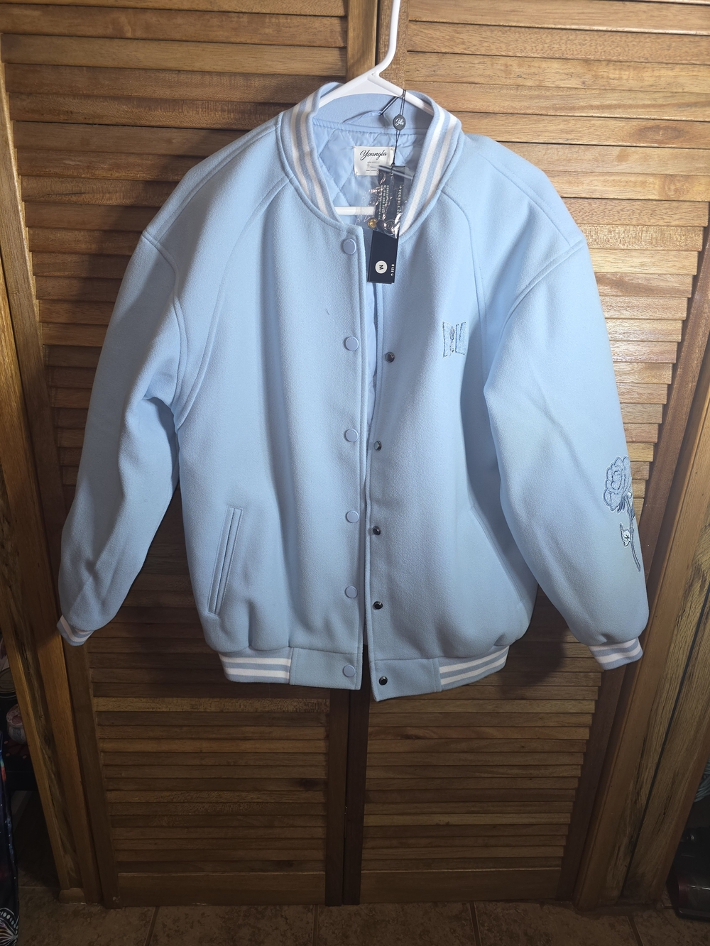YoungLA Light Blue Varsity Jacket with White Trim